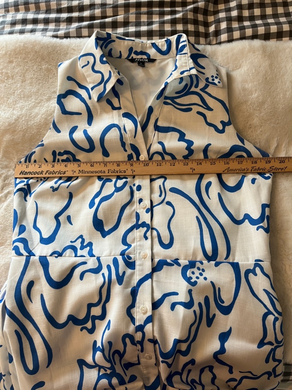 Ador Curve Pocket Sleeveless Shirt Maxi Dress White Blue Floral Size M - Picture 10 of 16